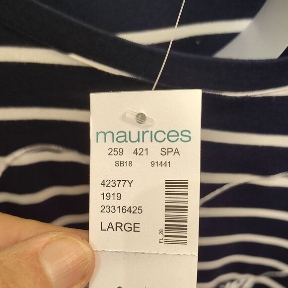 Maurices Blue and White Striped Relaxed T-Shirt - Picture 2 of 2